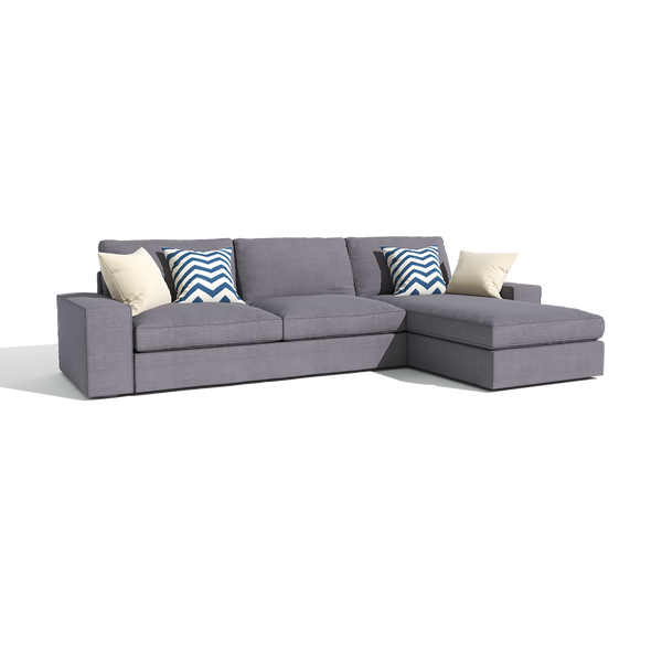Lido L-Shape Sofa (Fabric, Grey)
